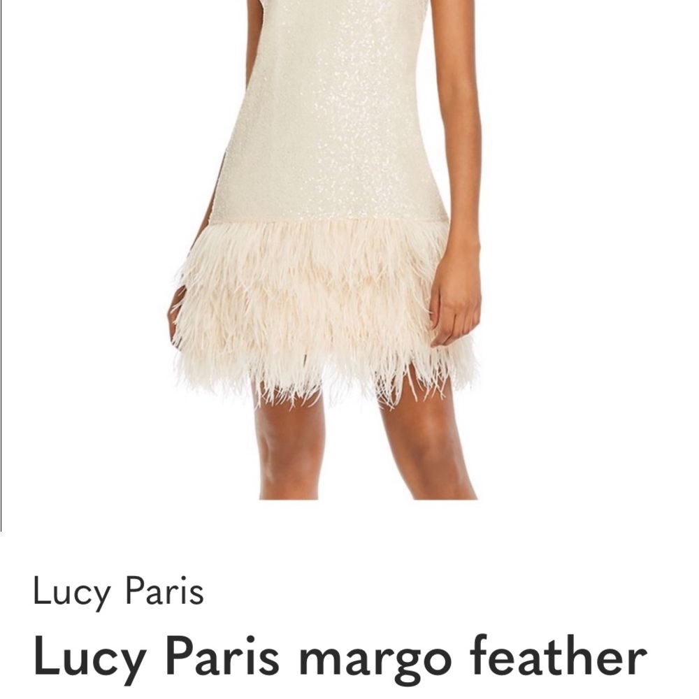 Lucy Paris Ivory Feathered Mini Dress